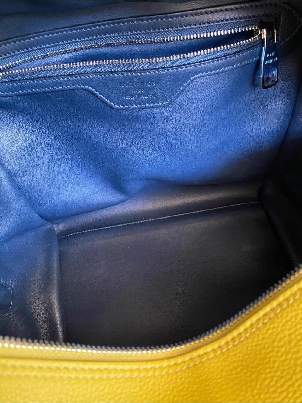 Louis Vuitton Custom Milaris Blue and Yellow Calfskin Top Handle Bag